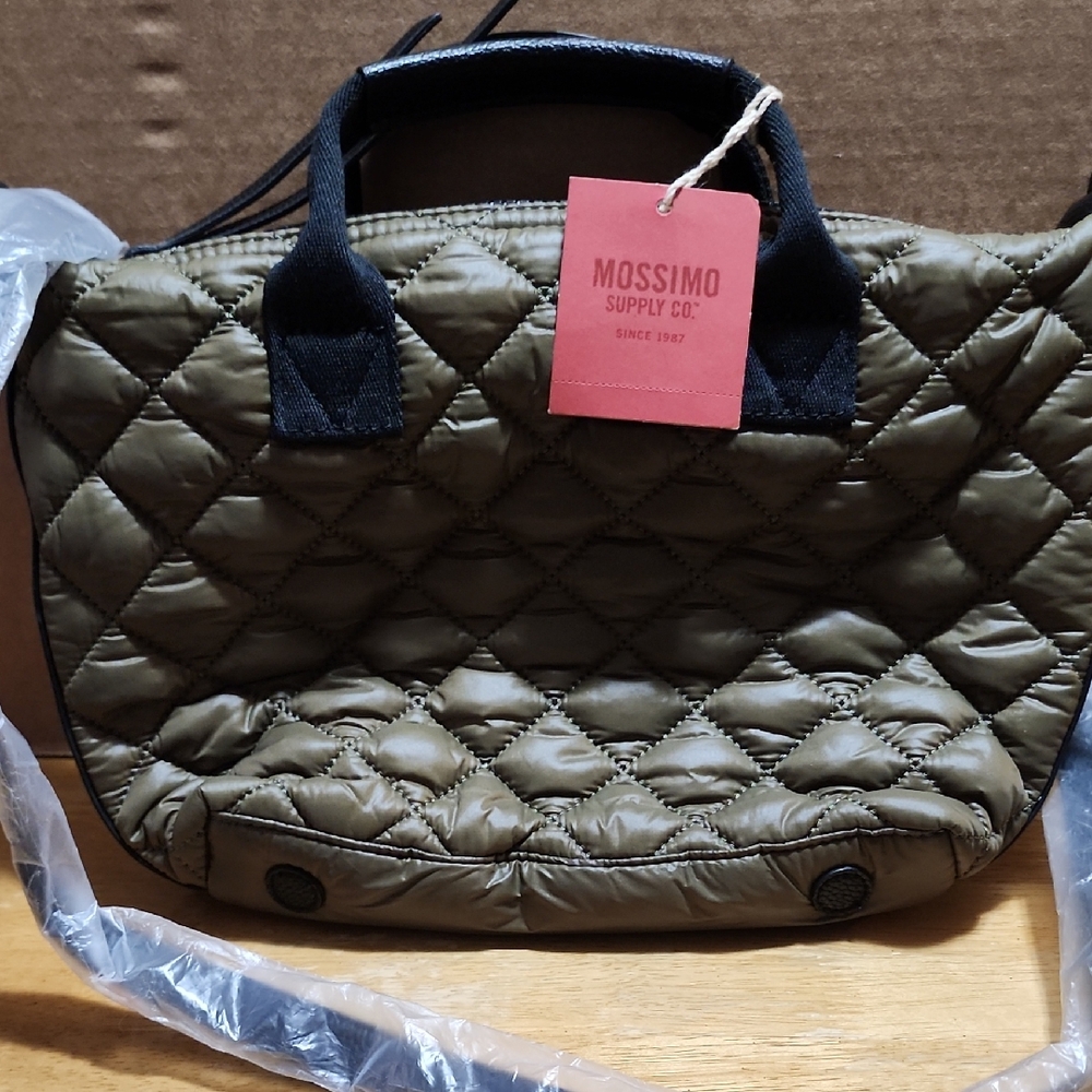 Mossimo Supply Co. Quilted Olive Tote with Black Handles